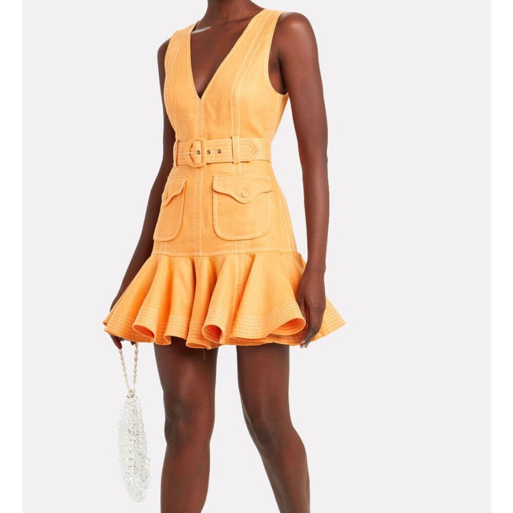 Zimmermann Orange Belted Mini Dress